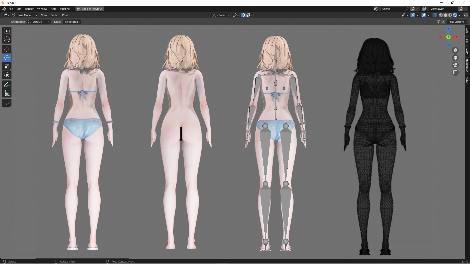 Bikini 0007 - UE5 - Unity - Blender - Animated Low-poly 3D model_4