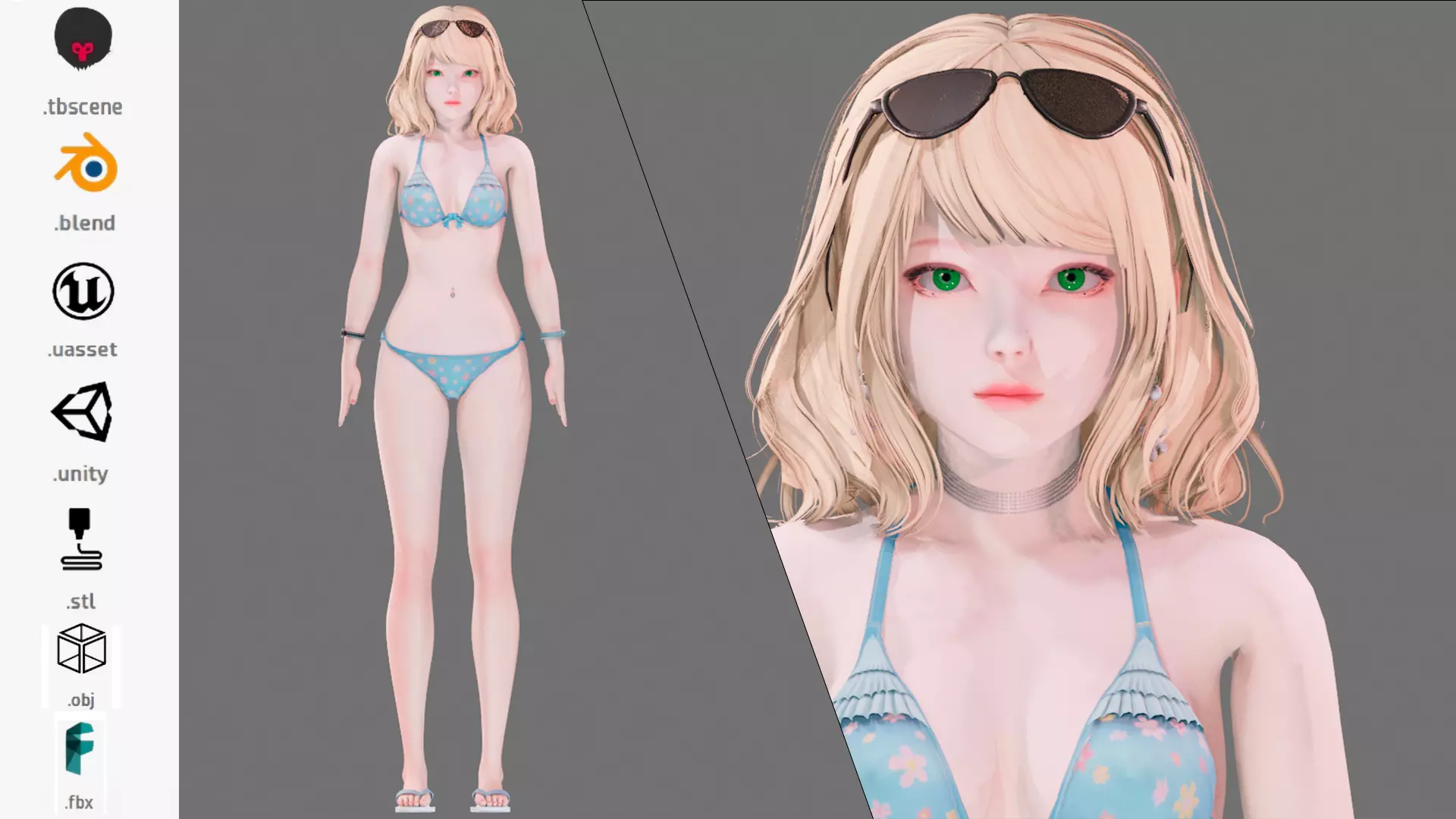Bikini 0007 - UE5 - Unity - Blender - Animated Low-poly 3D model_0