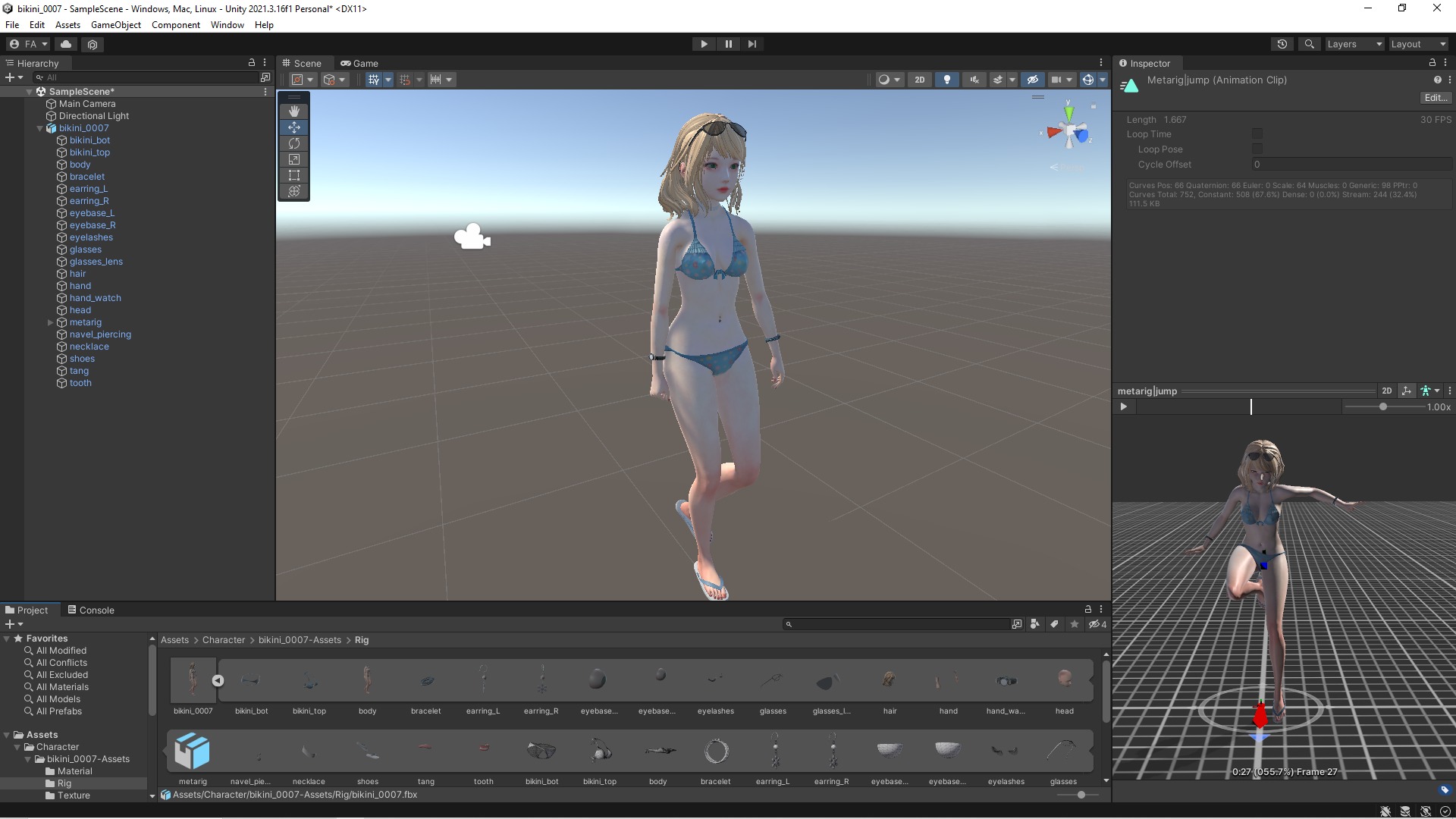 Bikini 0007 - UE5 - Unity - Blender - Animated Low-poly 3D model_9
