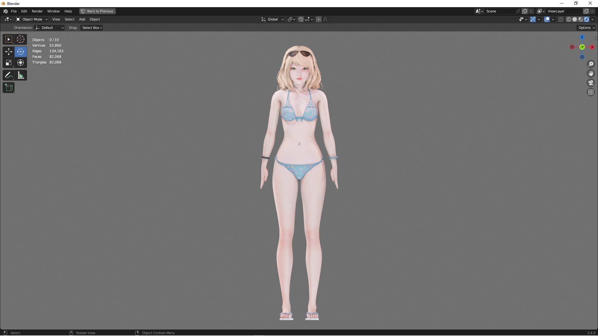 Bikini 0007 - UE5 - Unity - Blender - Animated Low-poly 3D model_7