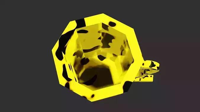 Metal cup painted with yellow color and black dots