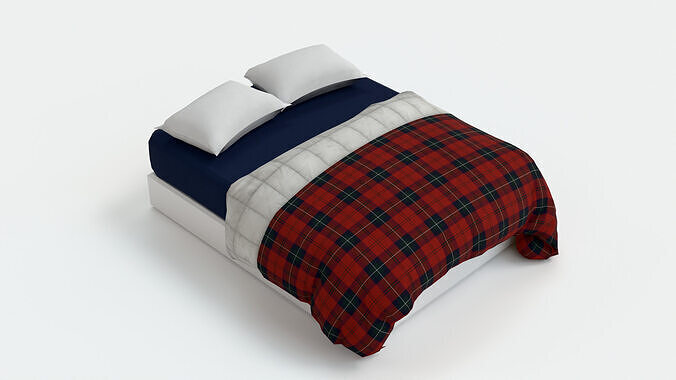 Bed M02 - Queen Size Low-poly 3D model