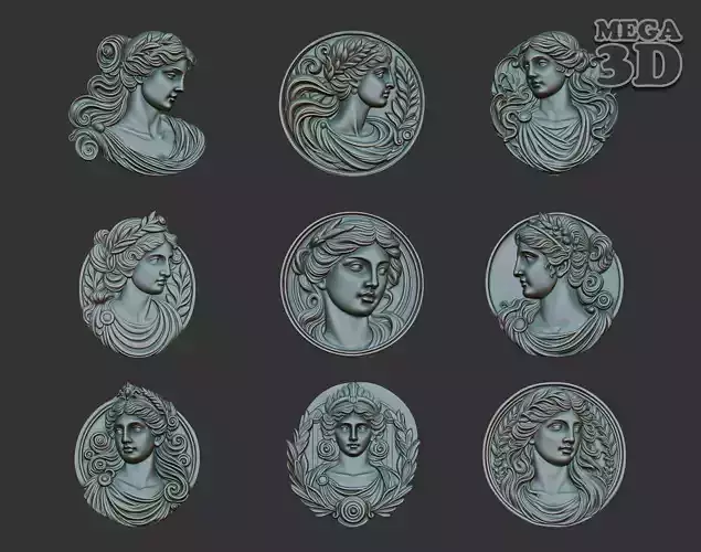 Roman Queen basrelief Pack A 241001 3D Model Collection