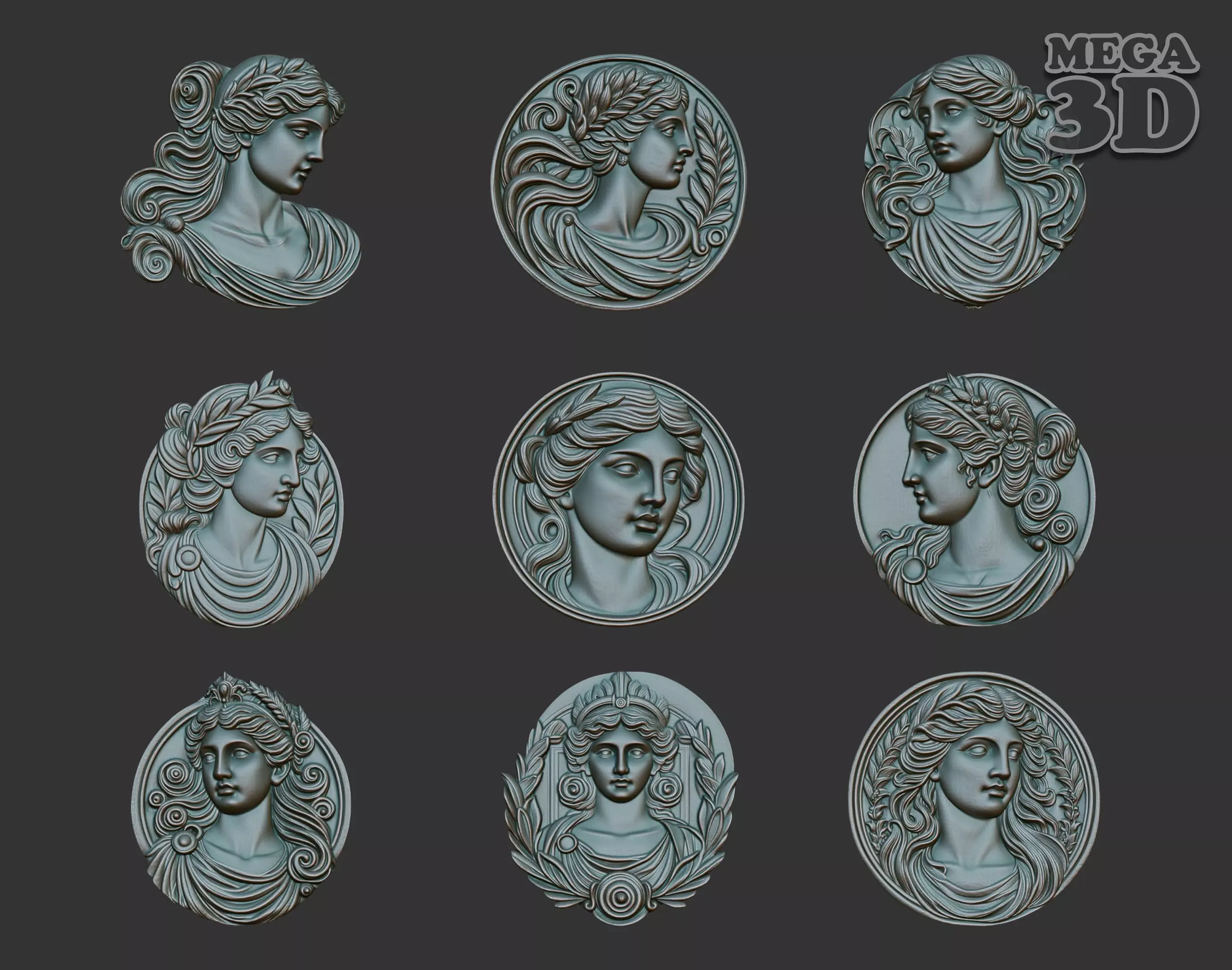 Roman Queen basrelief Pack A 241001 3D Model Collection_0