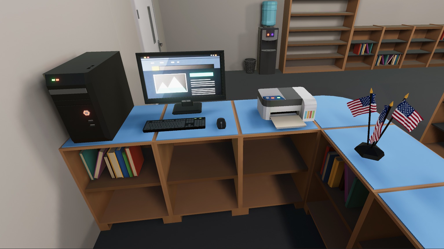 School Library Interior Low-poly 3D model_1
