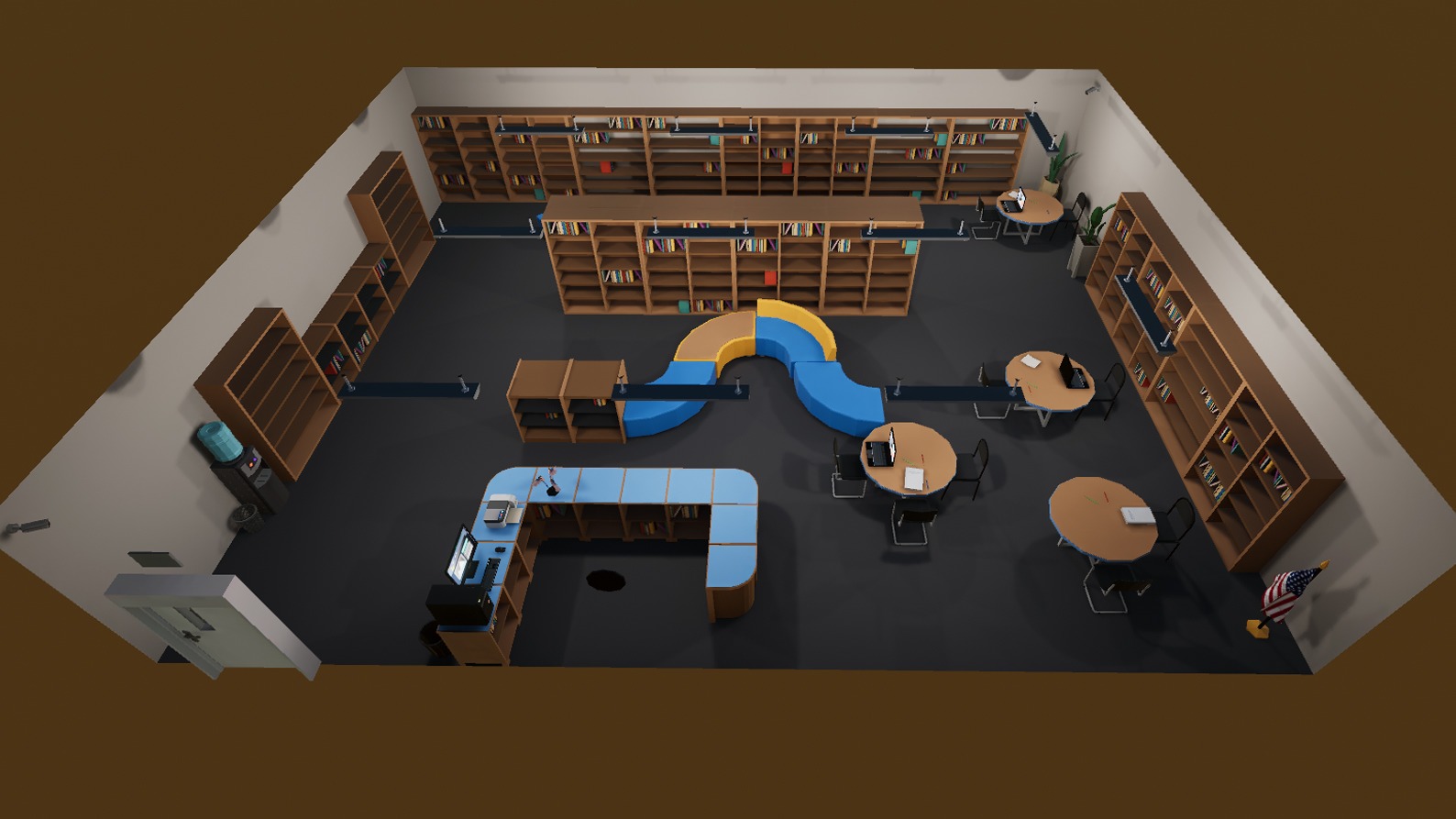 School Library Interior Low-poly 3D model_7