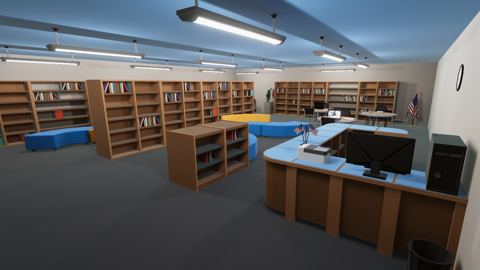 School Library Interior Low-poly 3D model_4