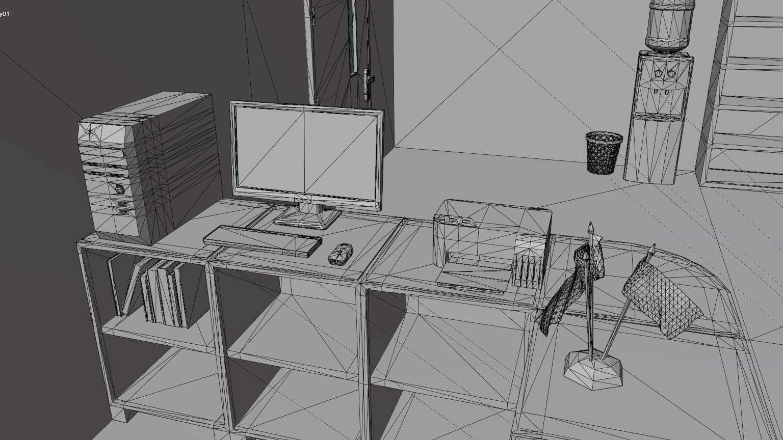 School Library Interior Low-poly 3D model_11