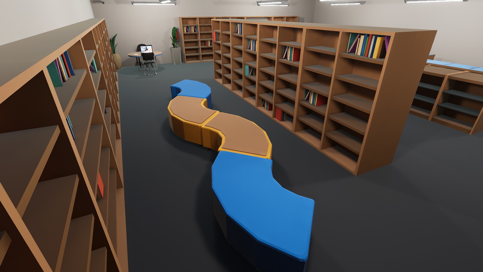 School Library Interior Low-poly 3D model_2