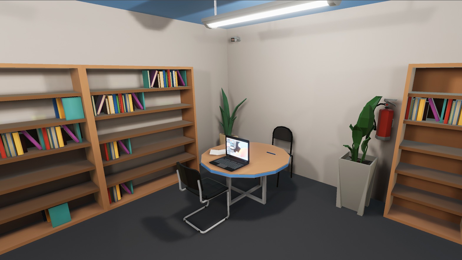 School Library Interior Low-poly 3D model_6