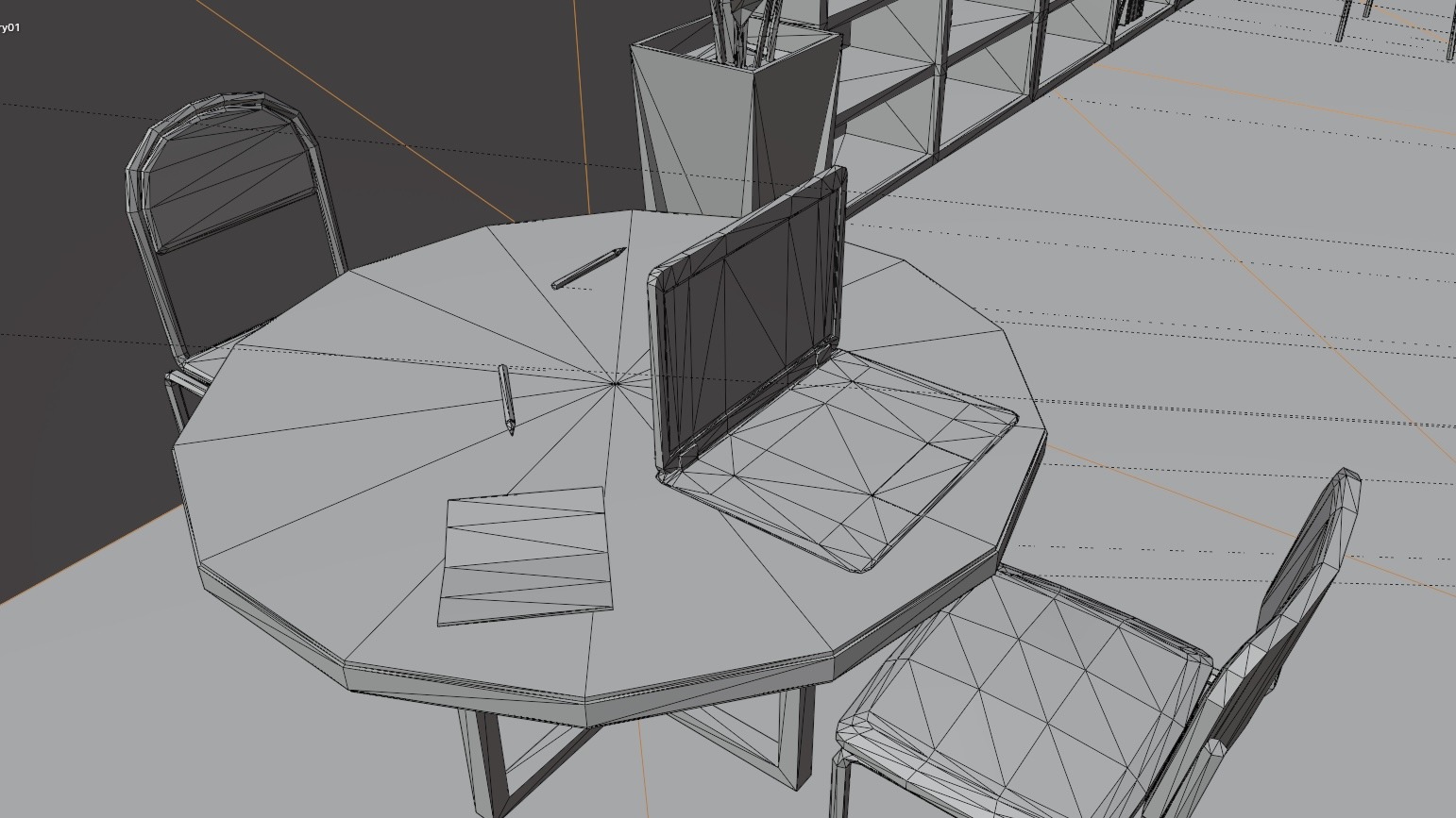 School Library Interior Low-poly 3D model_10