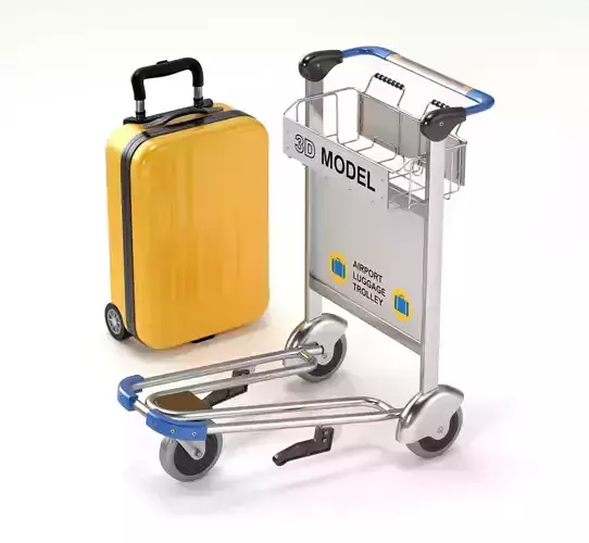 Airport Luggage Trolley with Suitcase