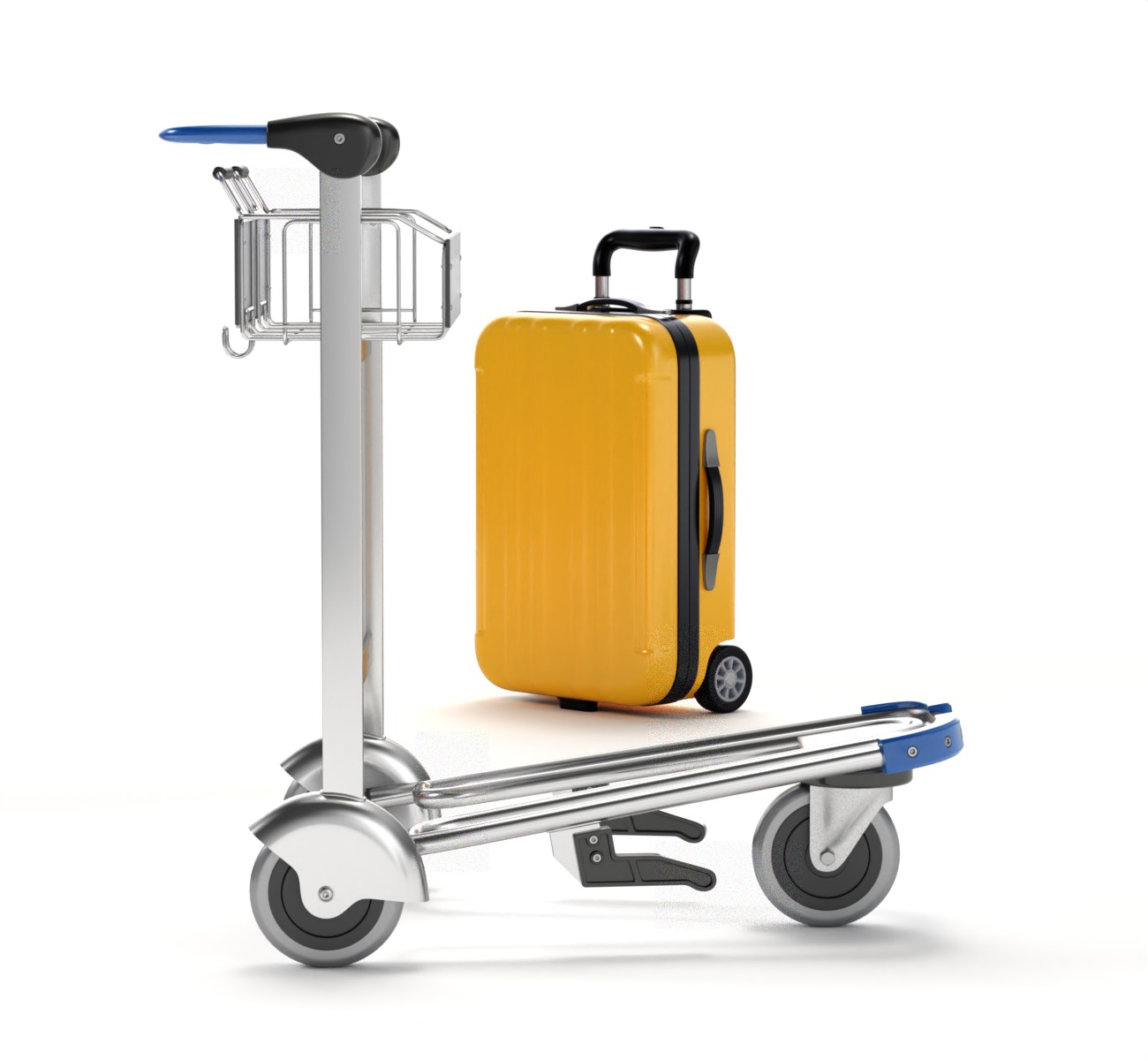 Airport Luggage Trolley with Suitcase 3D model_15