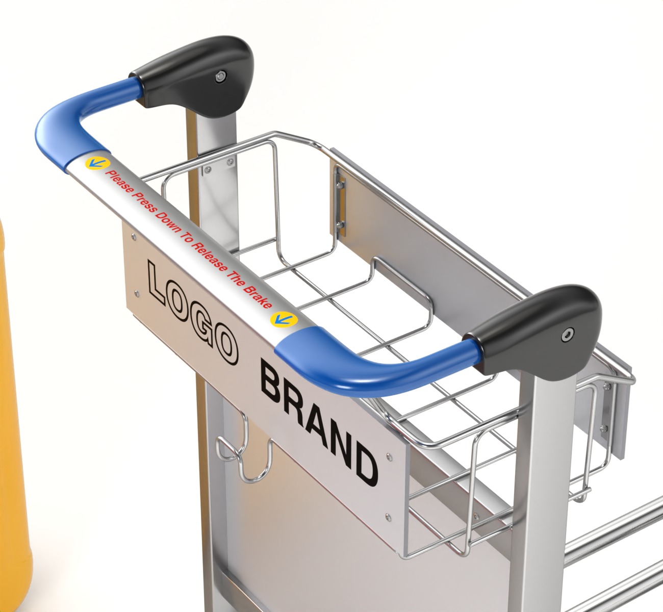 Airport Luggage Trolley with Suitcase 3D model_6