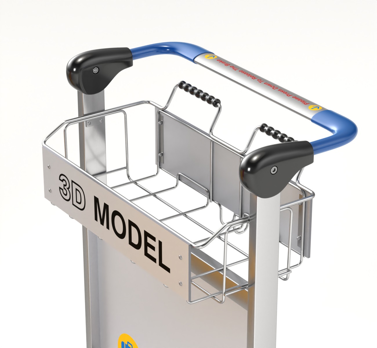 Airport Luggage Trolley with Suitcase 3D model_5