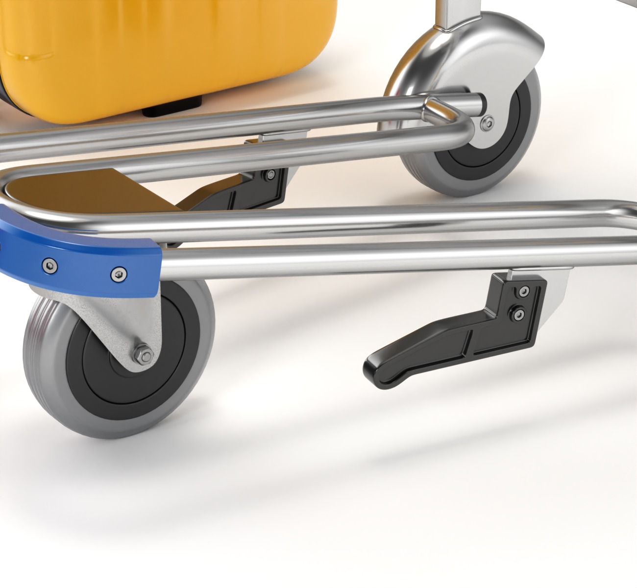 Airport Luggage Trolley with Suitcase 3D model_9