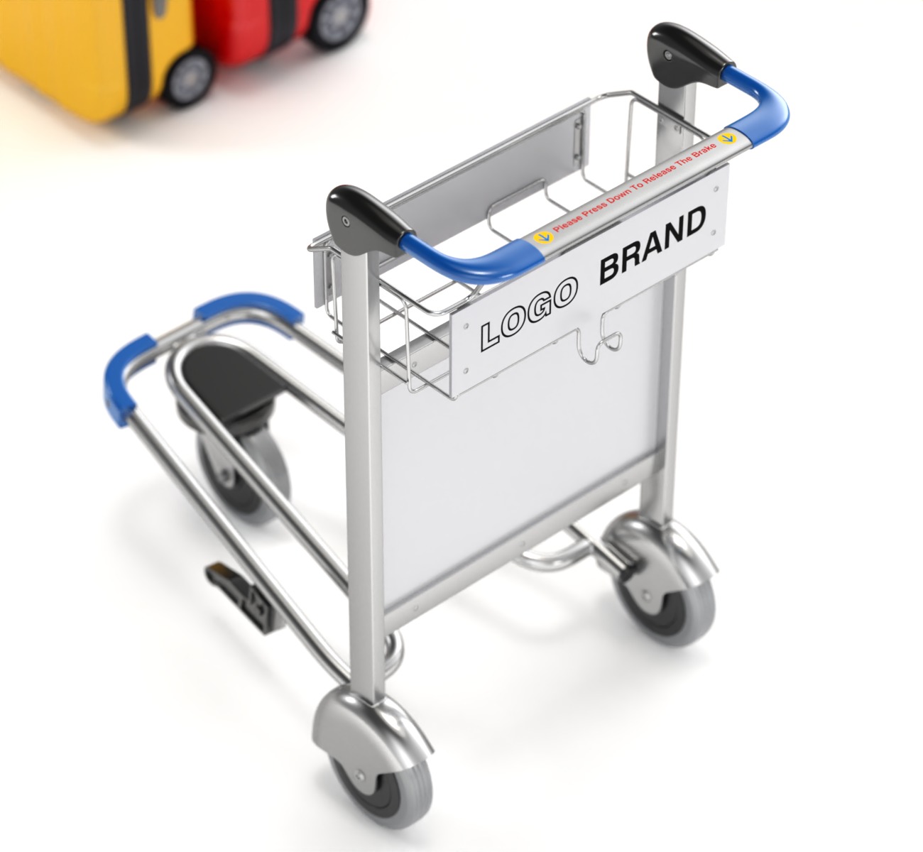 Airport Luggage Trolley with Suitcase 3D model_18