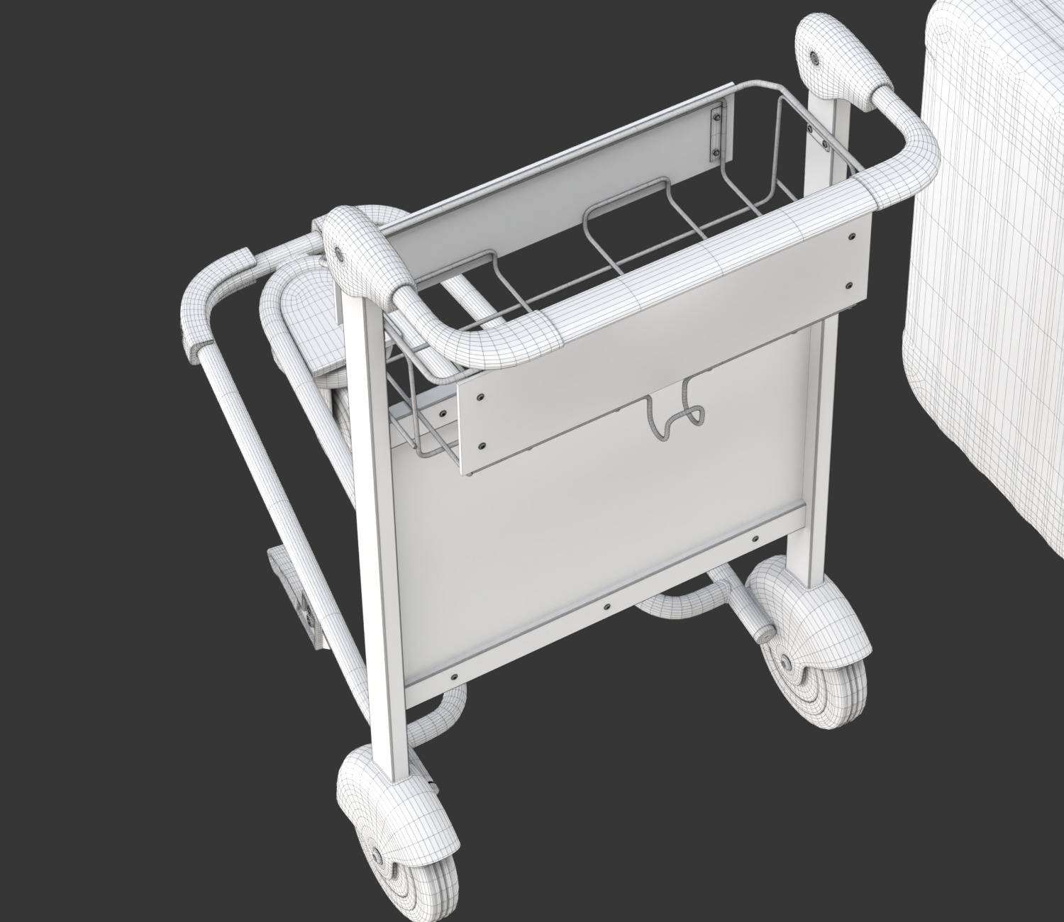 Airport Luggage Trolley with Suitcase 3D model_35