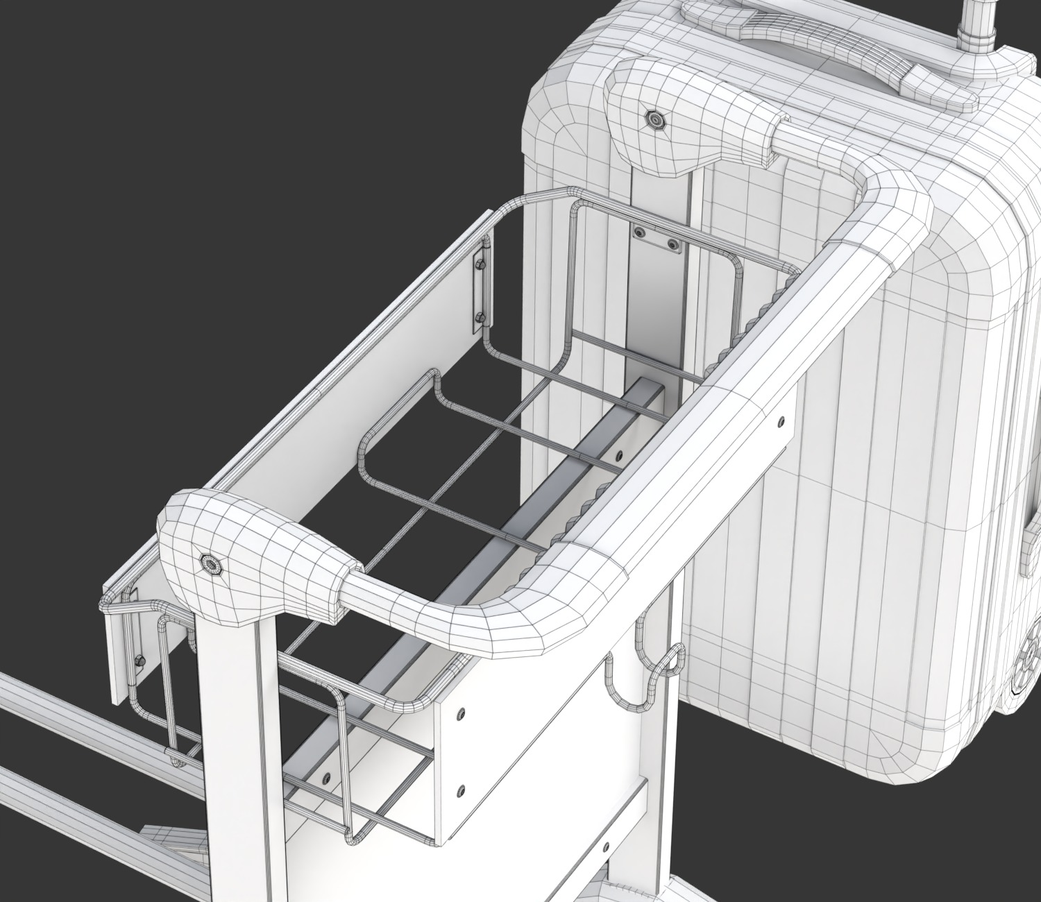 Airport Luggage Trolley with Suitcase 3D model_27
