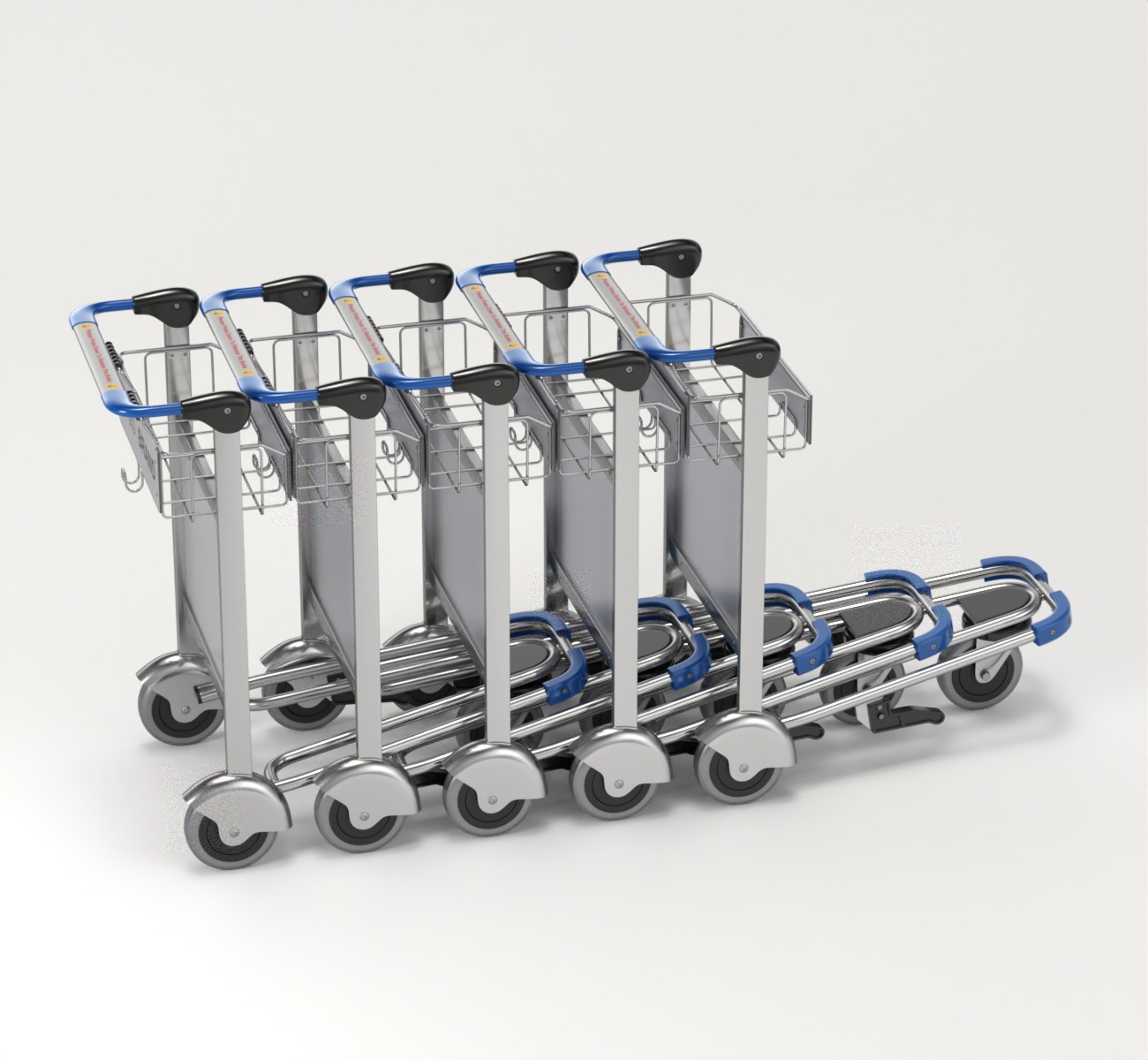 Airport Luggage Trolley with Suitcase 3D model_17