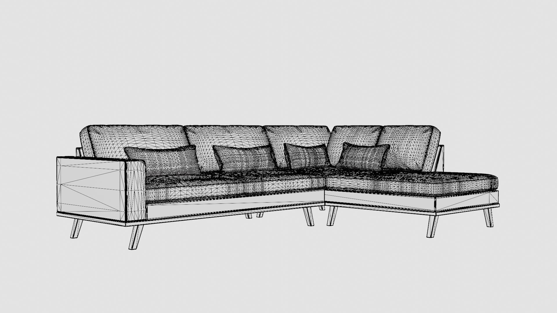 L-shaped Sofa Low-poly 3D model_7