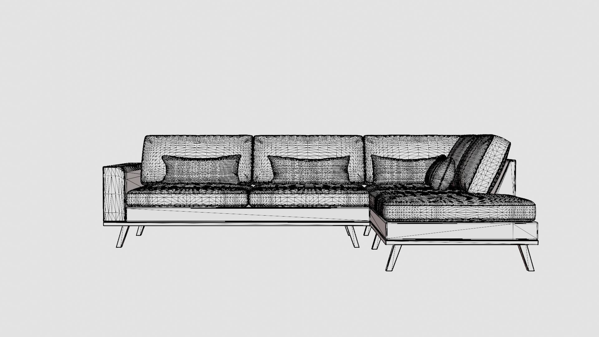 L-shaped Sofa Low-poly 3D model_6