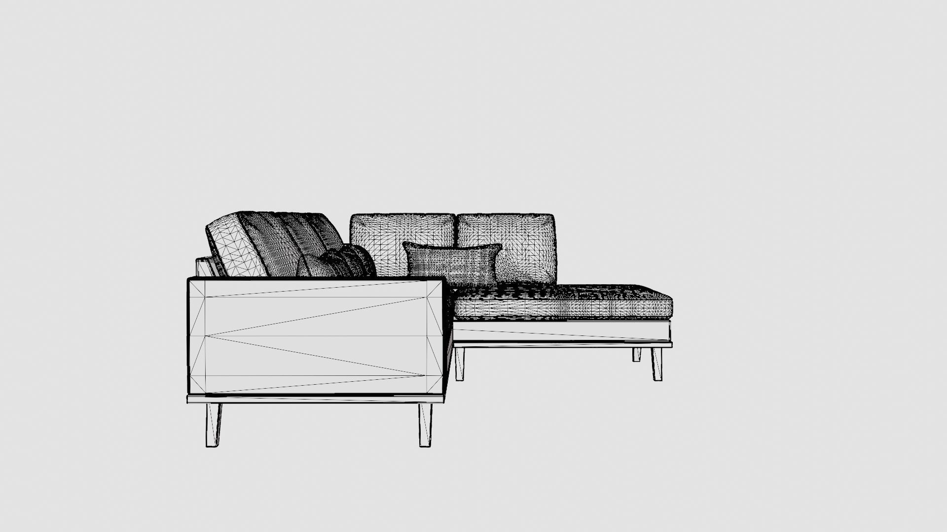 L-shaped Sofa Low-poly 3D model_8