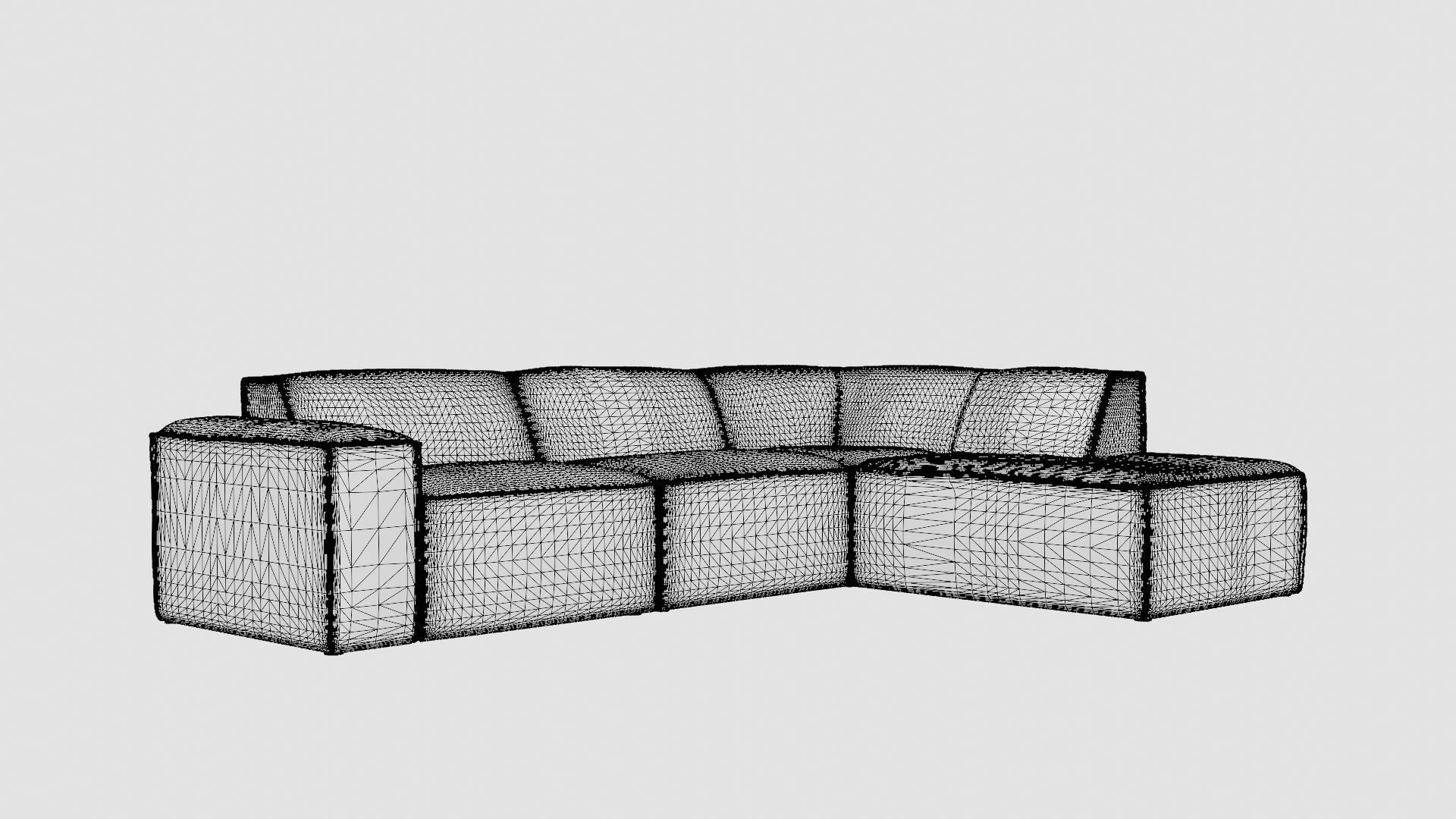 L-shaped Sofa Low-poly 3D model_7