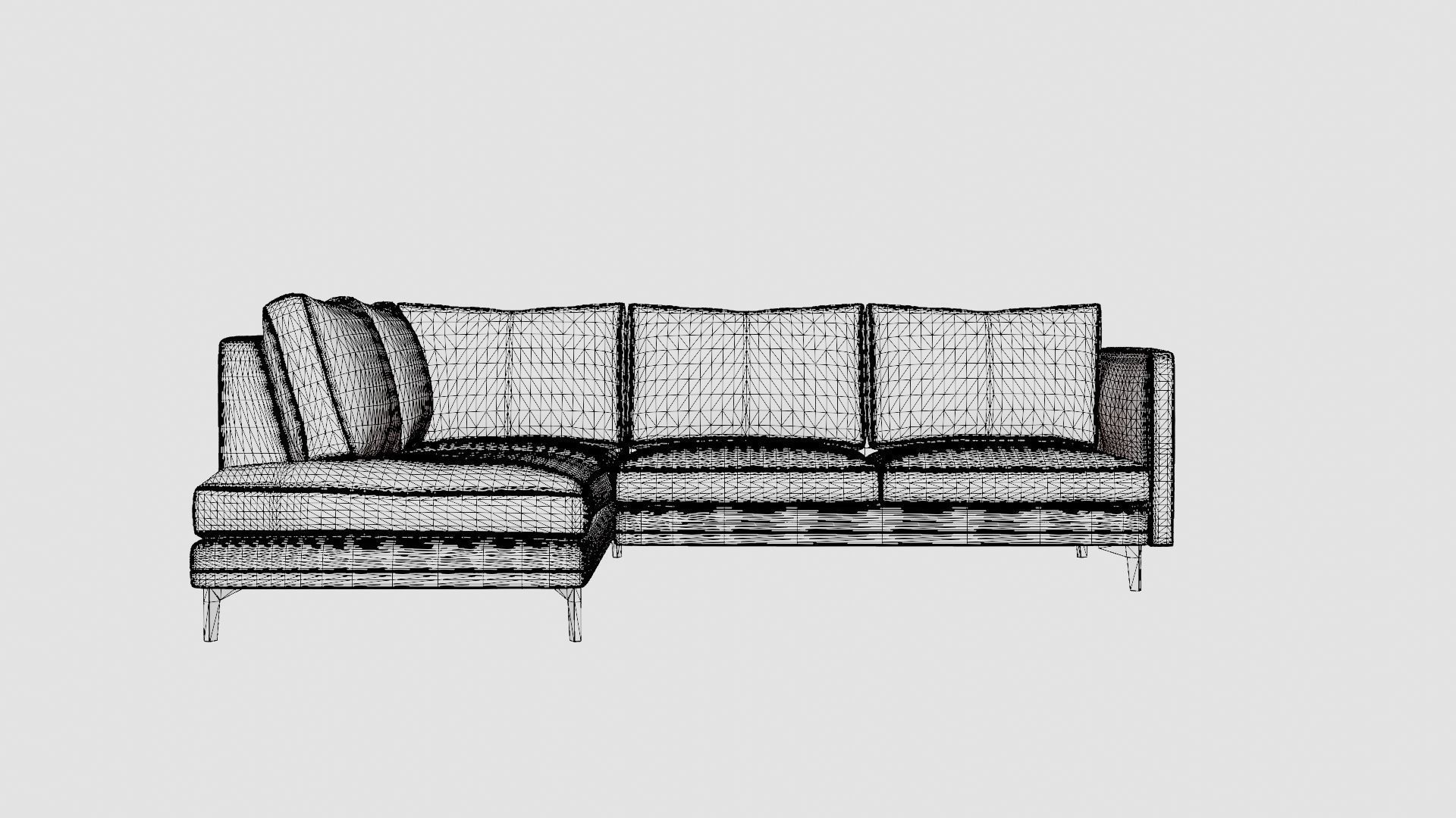 L-shaped Sofa Low-poly 3D model_6