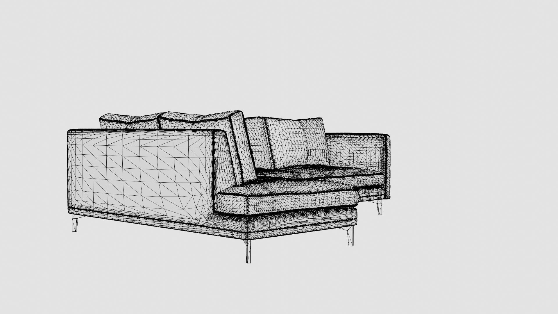 L-shaped Sofa Low-poly 3D model_7
