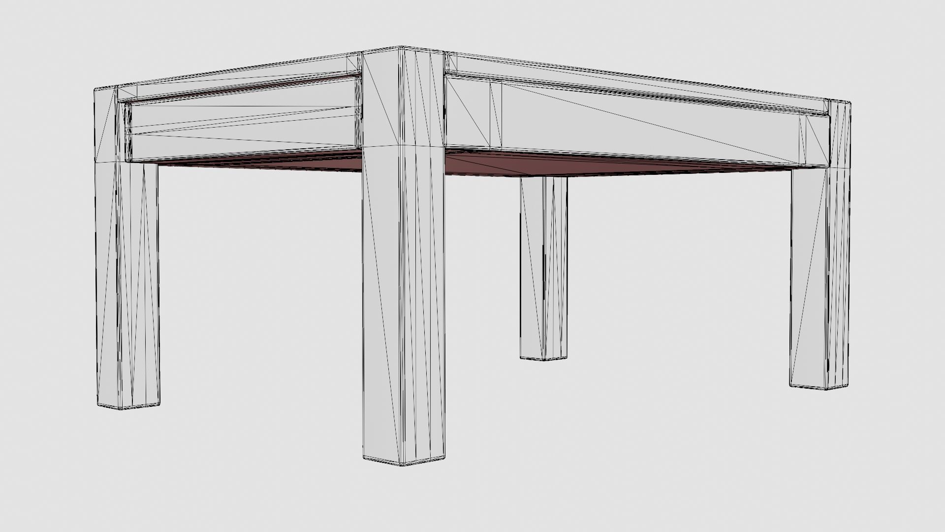 Wooden Coffee Table Low-poly 3D model_7