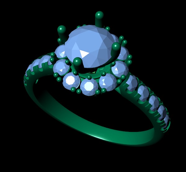 Women diamond ring 3d render 3D print model_8