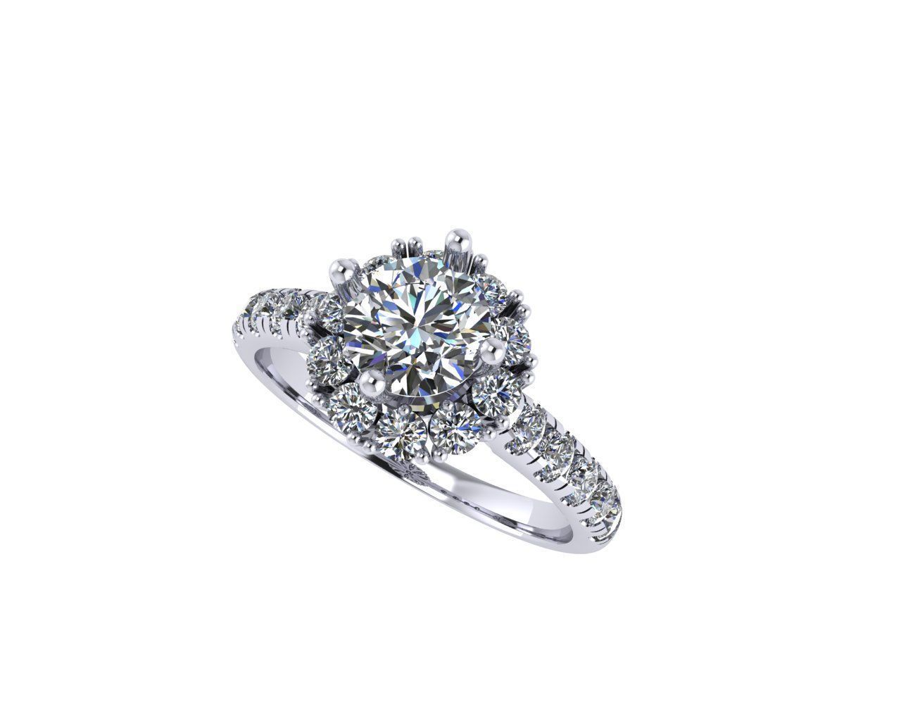 Women diamond ring 3d render 3D print model_2