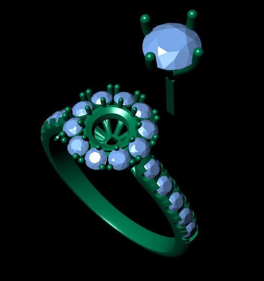 Women diamond ring 3d render 3D print model_7