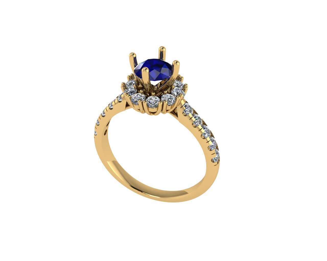 Women diamond ring 3d render 3D print model_5