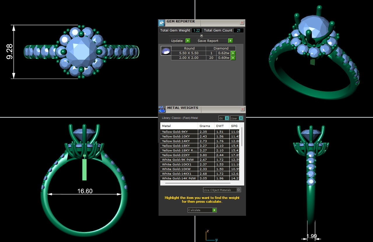 Women diamond ring 3d render 3D print model_6