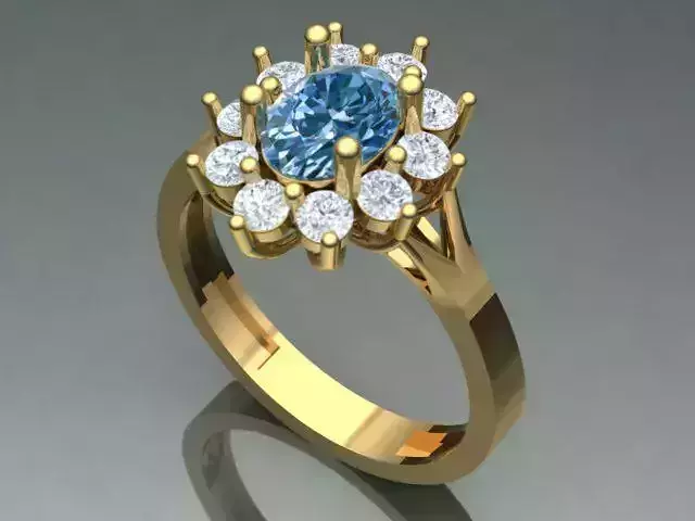 Oval cut Blue Topaz Ring 