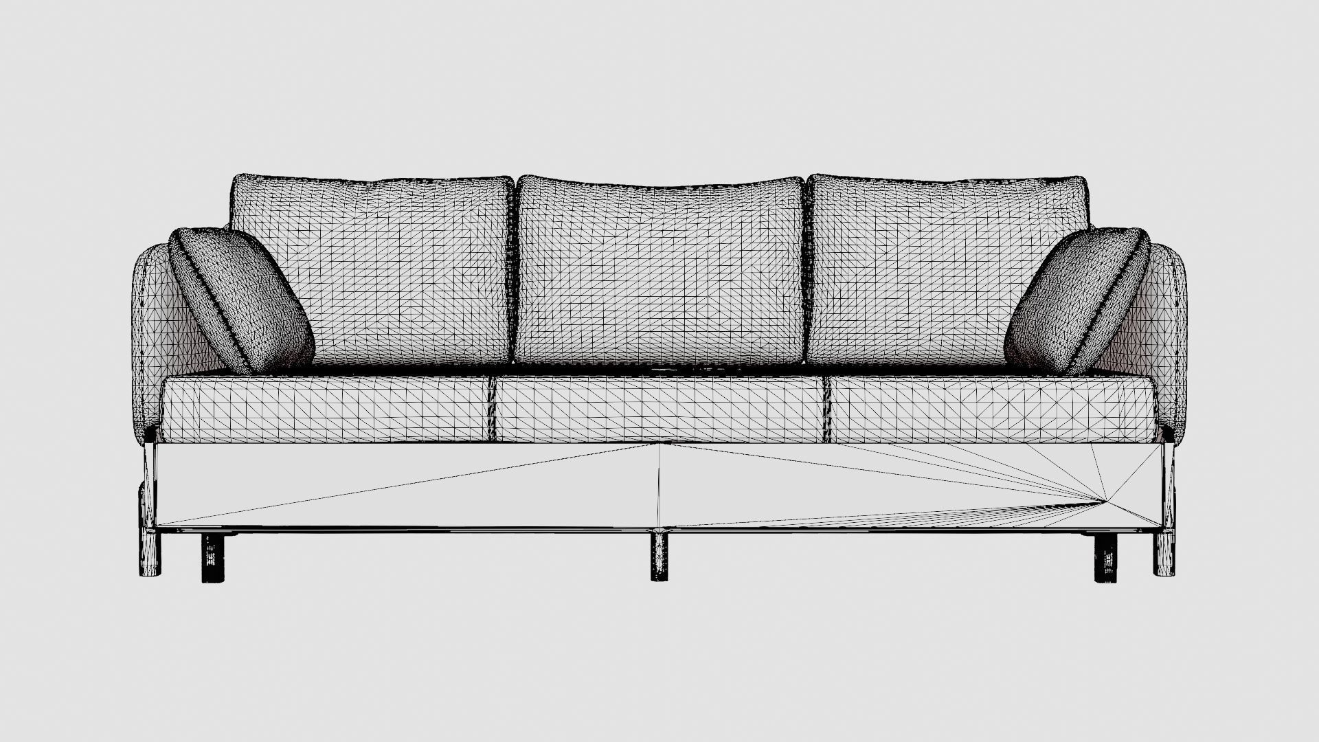 3 Seater Sofa Low-poly 3D model_6