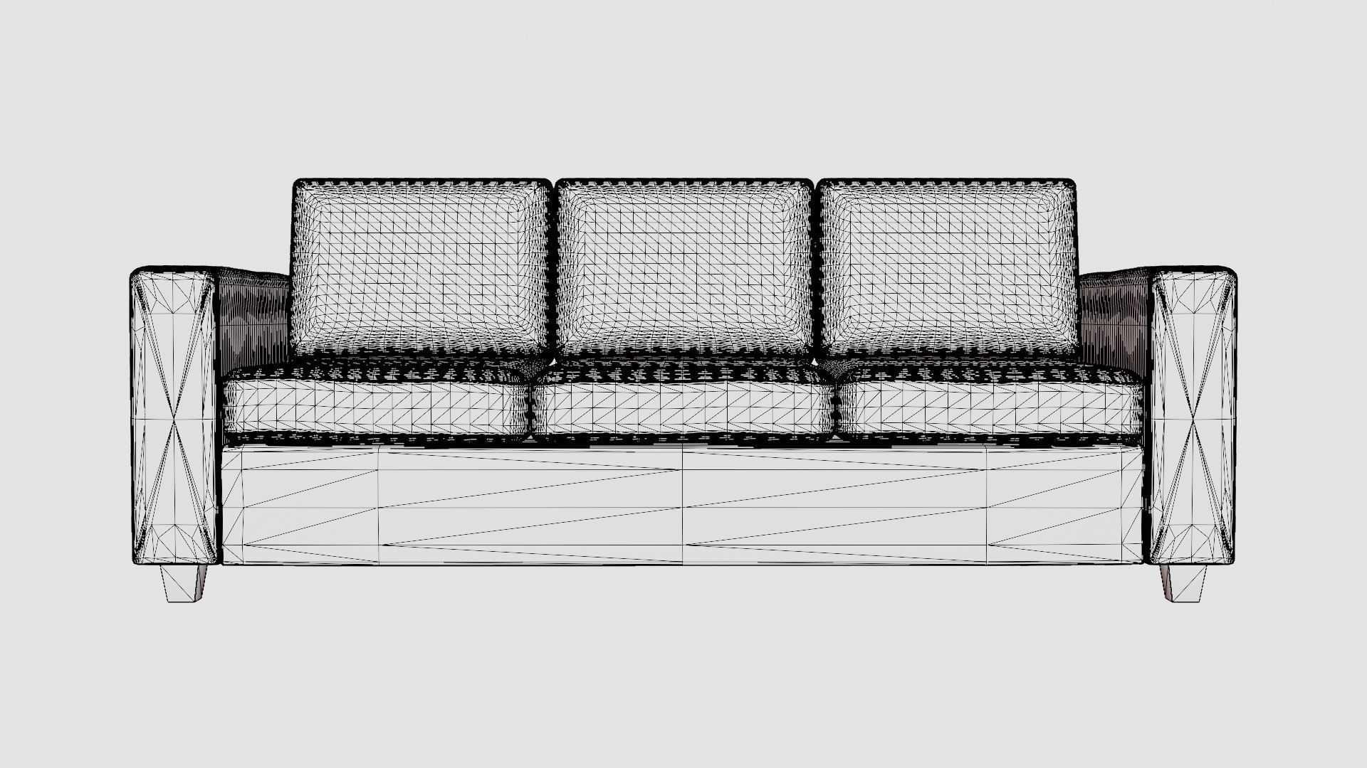 3 Seater Sofa Low-poly 3D model_6