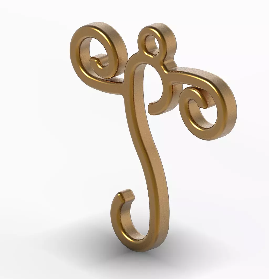 Stylish Pendant Letter J 3D print model_0