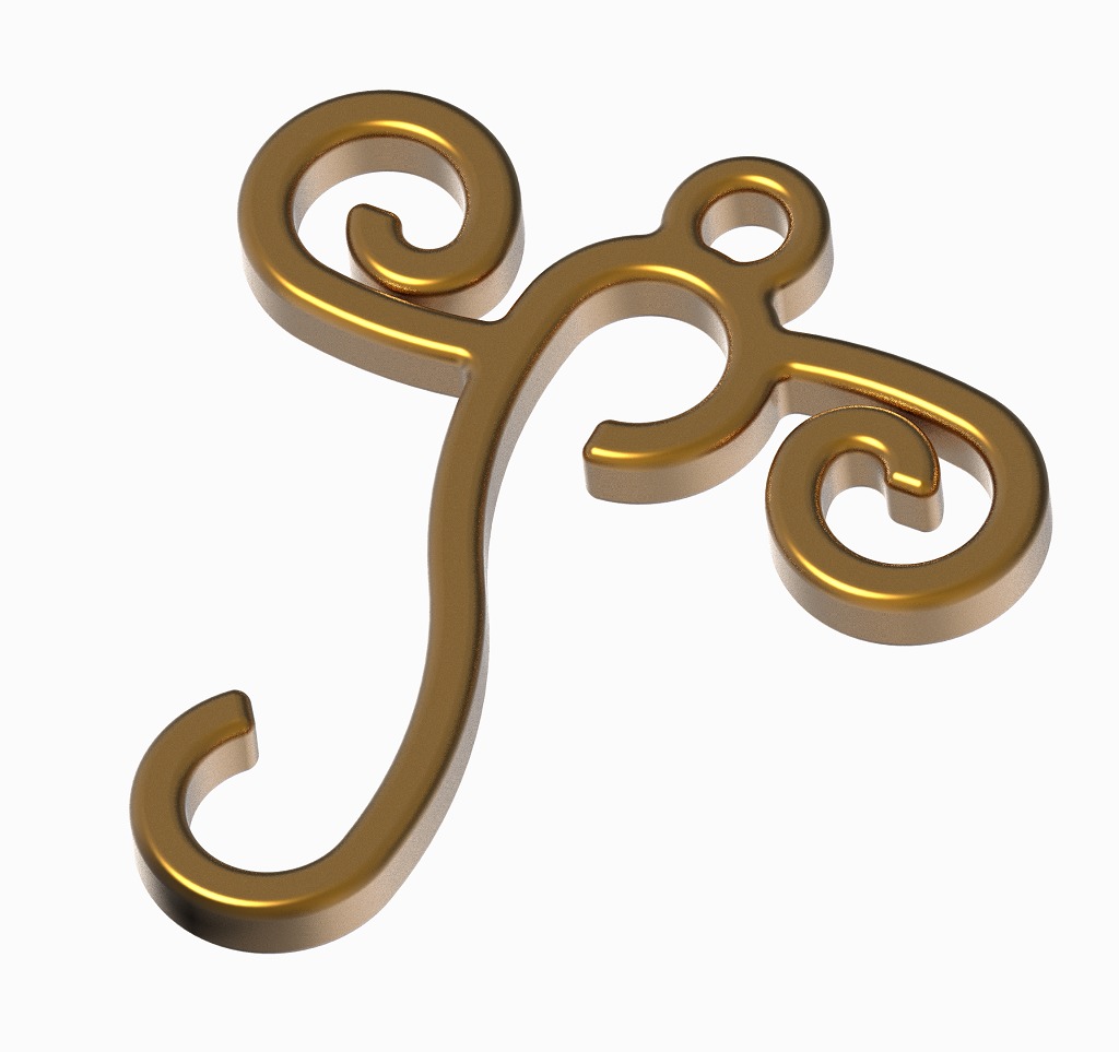 Stylish Pendant Letter J 3D print model_2