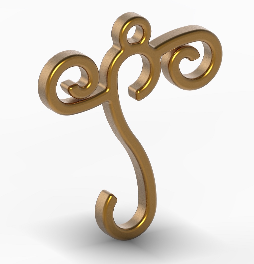 Stylish Pendant Letter J 3D print model_1