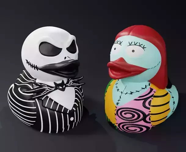 Cute Jack and Sally Skellington Rubber Ducks 3D print model