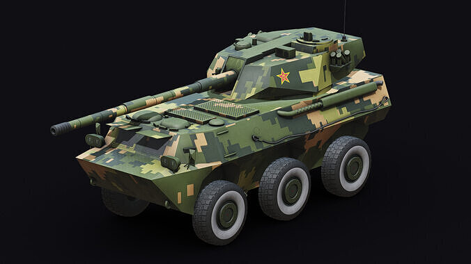 PLA PTL02 Wheeled Tank Destroyer Low-poly 3D model