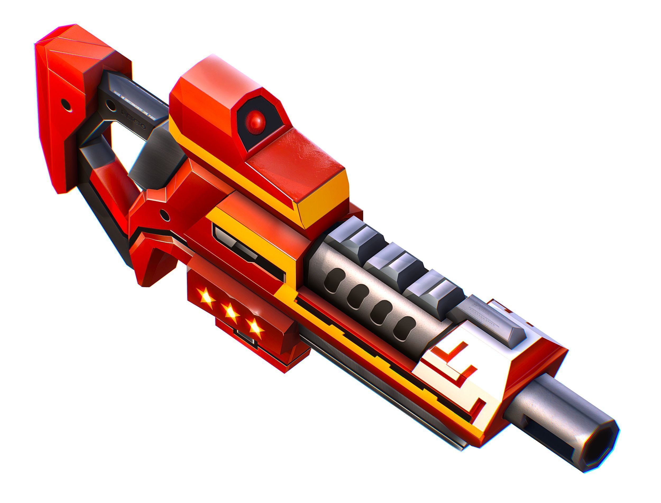 LowPoly Sci-Fi Cartoon Assault Rifle Future Low-poly 3D model_16