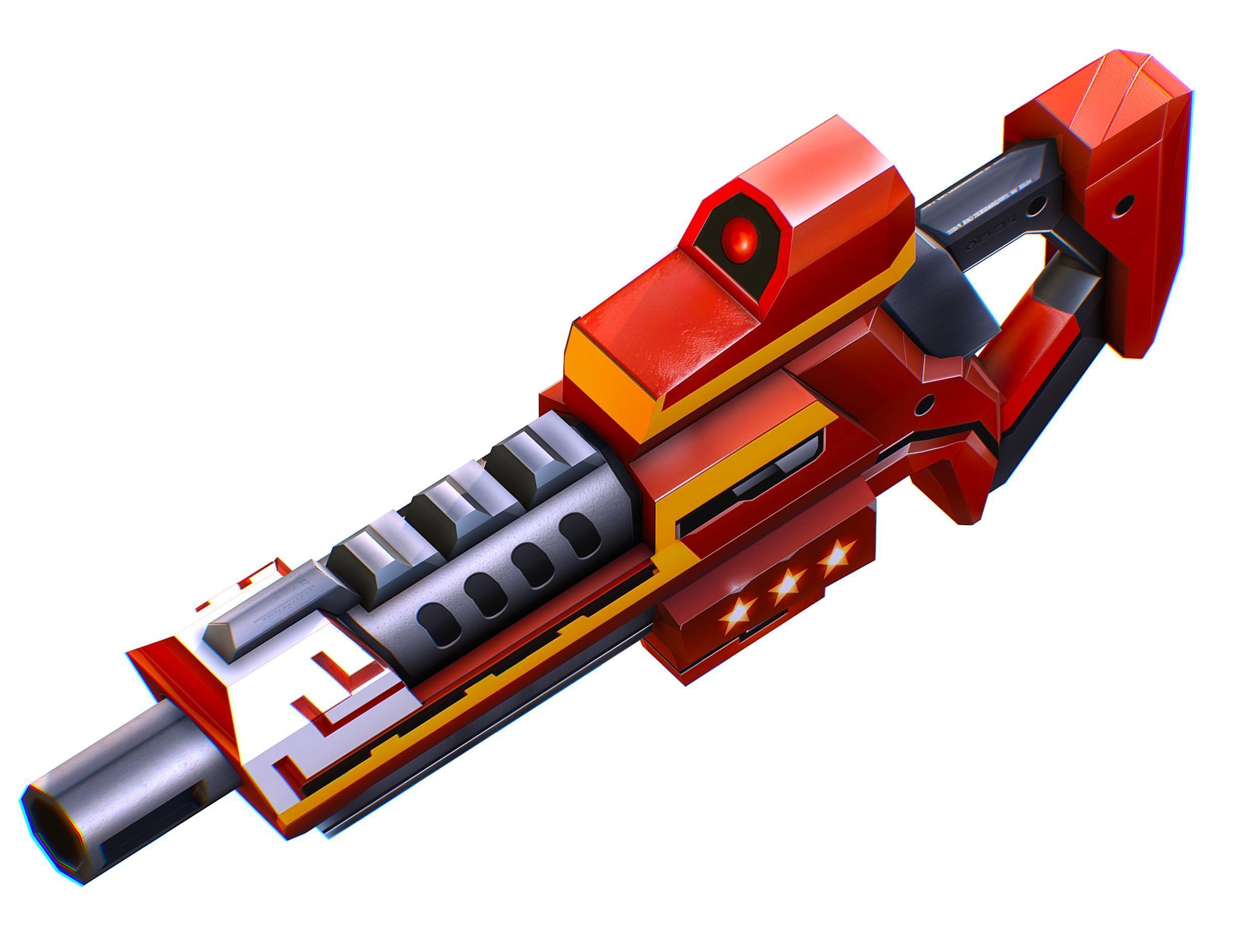 LowPoly Sci-Fi Cartoon Assault Rifle Future Low-poly 3D model_17