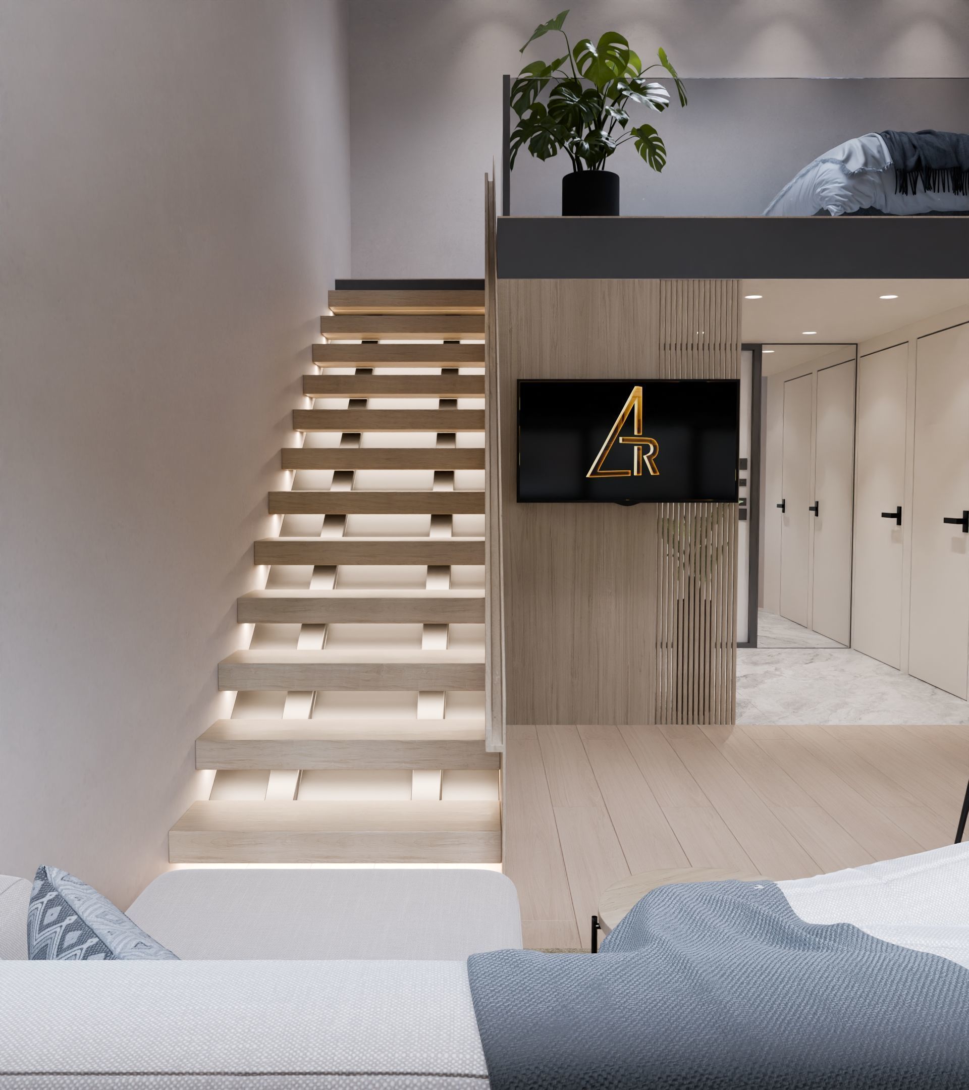 Loft interior design 3D model_2