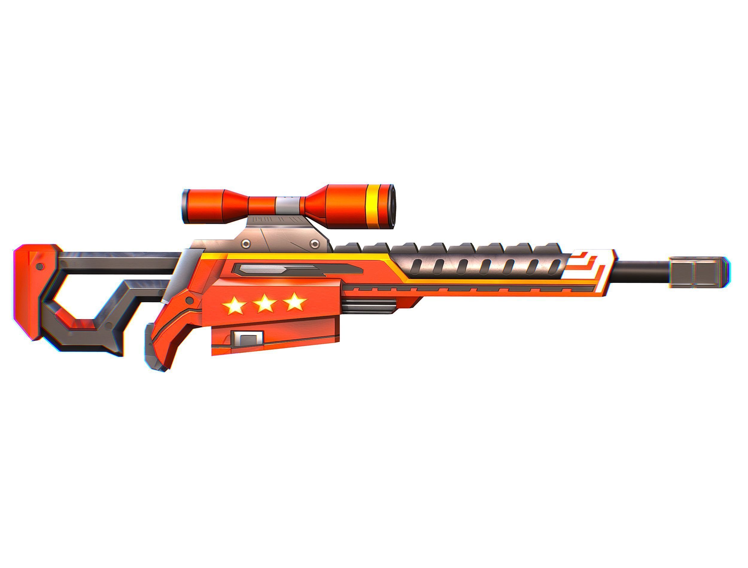 LowPoly Cartoon Sci-Fi Sniper Rifle Future Low-poly 3D model_18