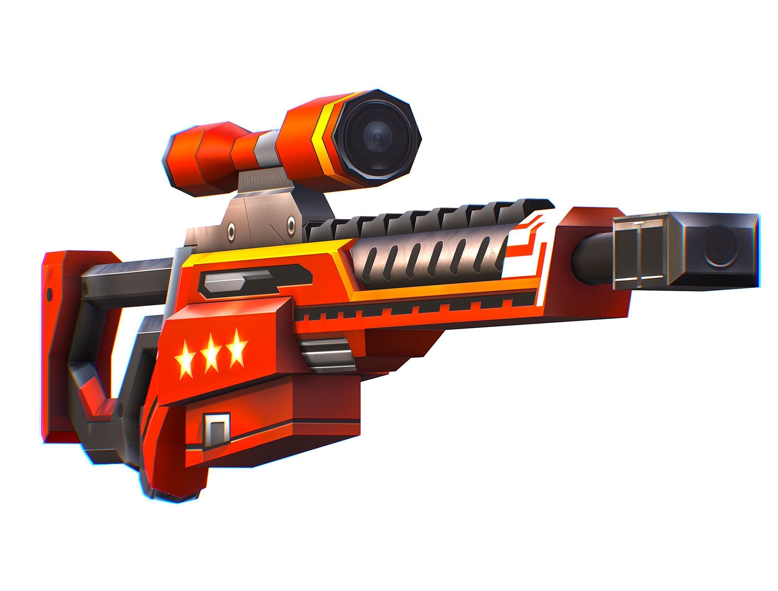 LowPoly Cartoon Sci-Fi Sniper Rifle Future Low-poly 3D model_2