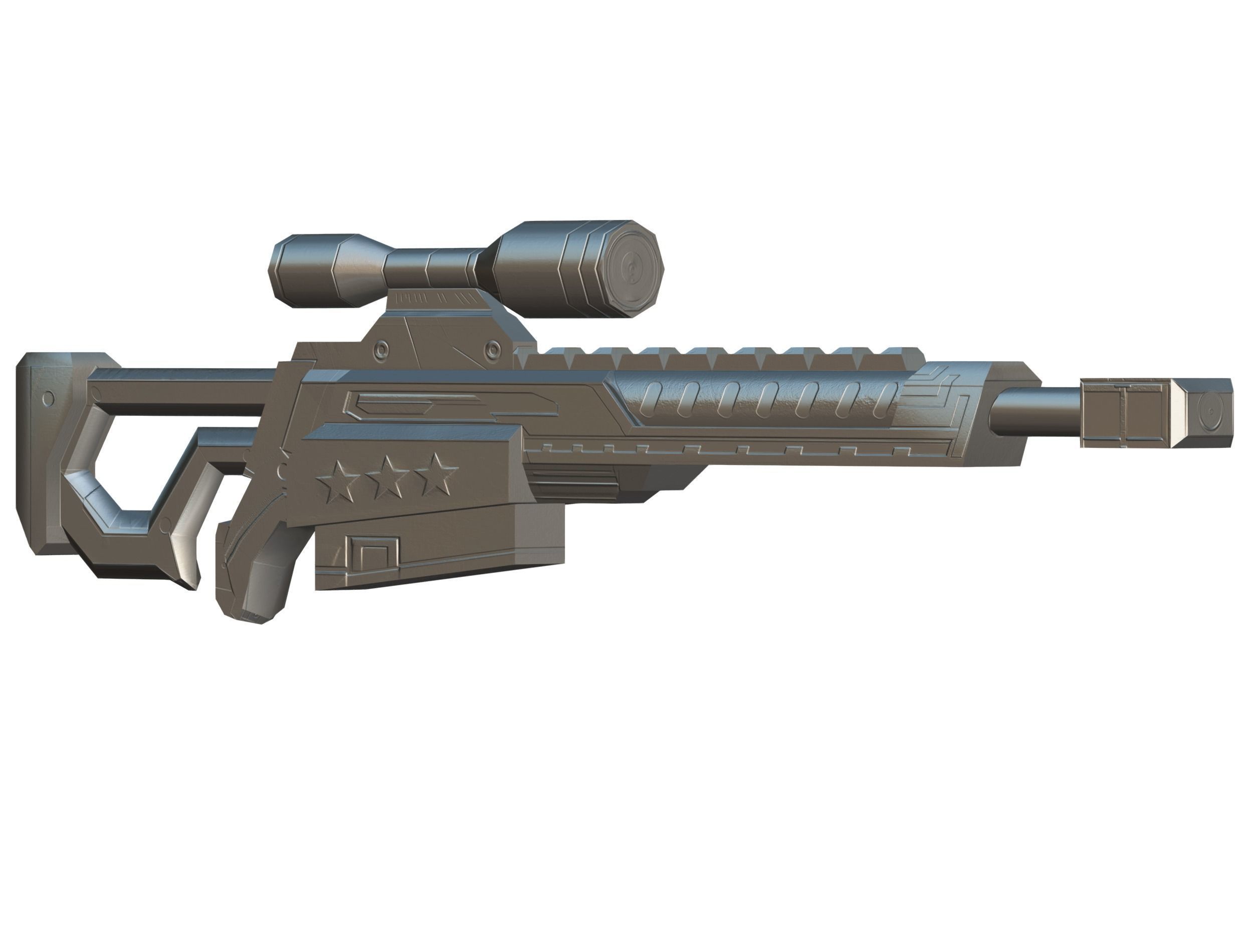 LowPoly Cartoon Sci-Fi Sniper Rifle Future Low-poly 3D model_31